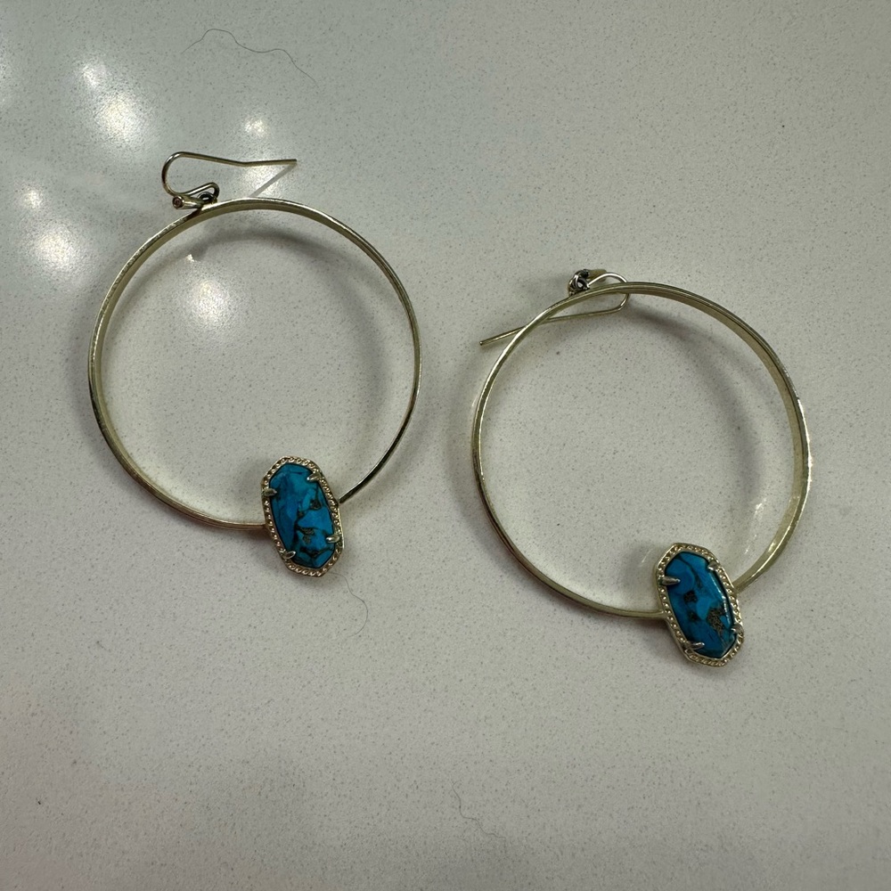 Kendra Scott Gold and Blue Hoop Earrings